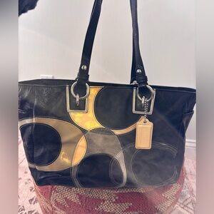 Coach Y2K Inlaid Leather and Suede Signature Shoulder Bag